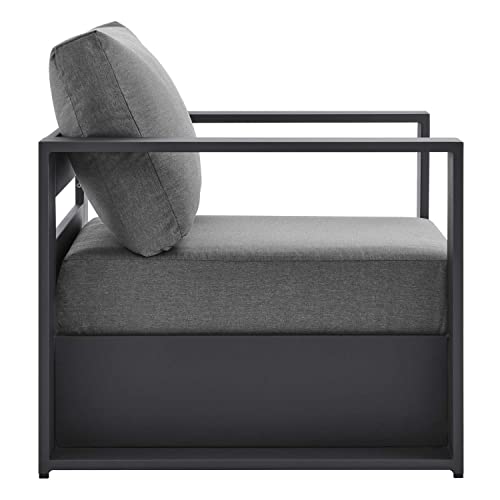 Modway Tahoe 4-Piece Fabric Powder-Coated Aluminum Outdoor Set Gray Charcoal