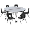 Flash Furniture Emmy Mobile Circle Wave Activity Table Set with Student Stack Chairs Grey