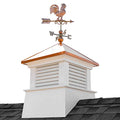 Good Directions 30" Square Manchester Vinyl Cupola with Rooster Weathervane White