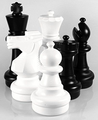 Chess House Giant Chess Set 25" King Black & White - 32 All-Weather Weightable Pieces