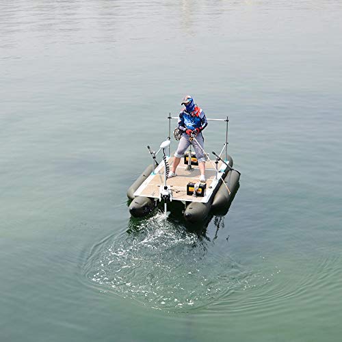 AQUOS 12V 55LBS 48" Shaft Bow Mount Electric Trolling Motor with Remote Control for Bass Fishing White & Remote Control