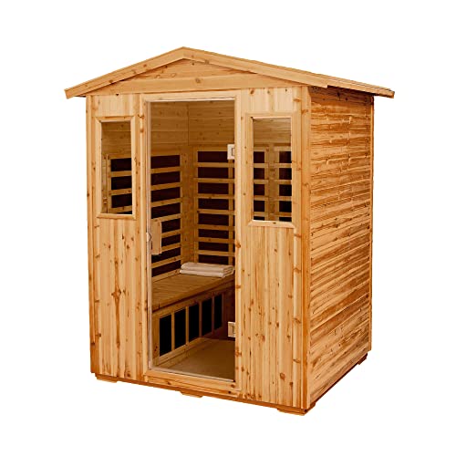 Xmatch Far Infrared Wooden Sauna Room 4 Person Outdoor Natural