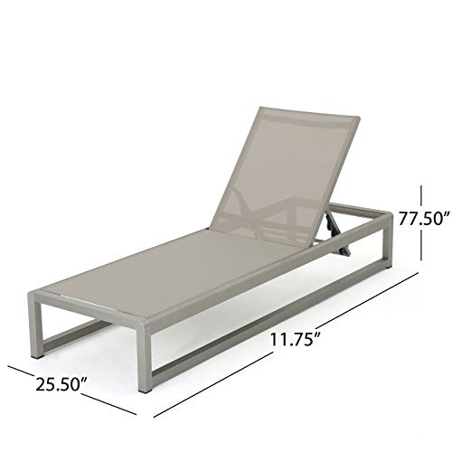 Christopher Knight Home Chloe Outdoor Mesh Chaise Lounge Set, 4-Pcs, Grey/Silver