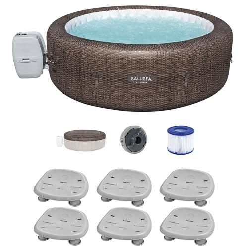 Bestway Coleman St Moritz AirJet Inflatable Hot Tub with EnergySense Cover & 6-Pack of SaluSpa Spa Seats