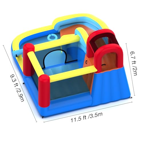 Mighty Hand Inflatable Jumper Bounce House with Water Slide and 480W Blower Red/Blue