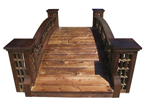 SamsGazebos 7 ft Trellis Garden Bridge with 4 Trellis Posts Brown