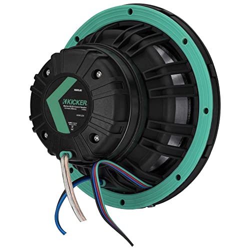 KICKER 48KMXL65 6.5" 4-Ohm RGB-LED Marine Coaxial Speakers Pair