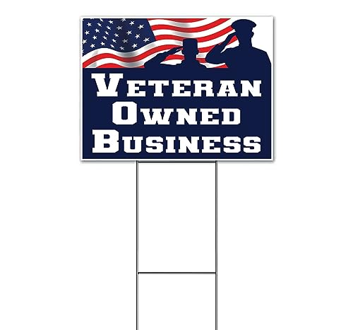 TampaPrinting Veteran Owned Business Yard Sign 18" x 24" with Metal Step Stake