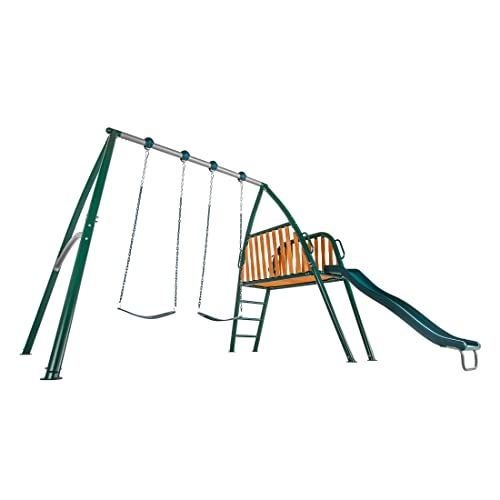 Sportspower Alta Oaks Metal Wood Deck Swing Set with Slide