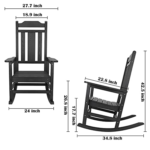 hOmeHua Patio Rocking Chair Set of 4 All Weather Resistant Black