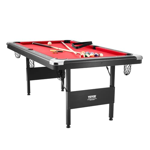 VEVOR Foldable Billiards Table Set 6.3ft Red Cloth