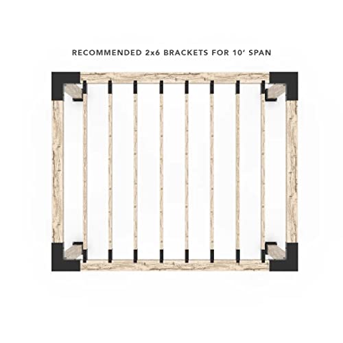 TOJAGRID Pergola Kit for 6x6 Wood Posts with KNECT 2x6 Top Rafter Brackets Black