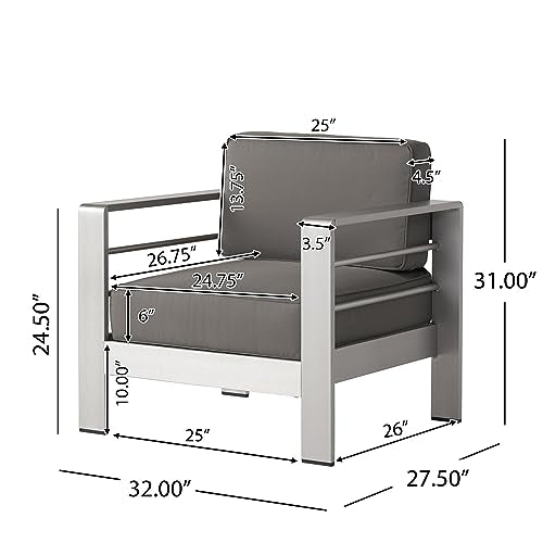 Christopher Knight Home Cape Coral 5-Piece Outdoor Chat Set with Fire Table Grey/Dark Grey