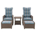 CorLiving Lake Front 5pc Light Brown Rattan Patio Recliner Set