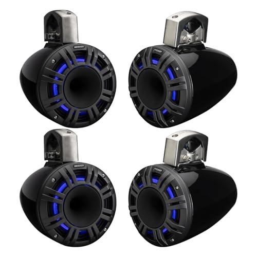 KICKER 51KMTCXL8 8" 500W Multicolor LED Marine Tower Speakers Black (Qty 4)