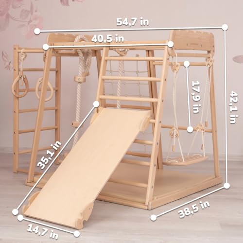 Wood And Hearts Indoor Wooden Jungle Gym for Toddlers Ages 1-4