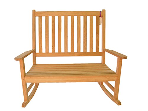 Windsor Teak Furniture Premium Grade A Teak Valencia High Back Double Rocker Bench Natural Teak