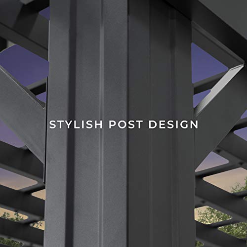 Backyard Discovery Stratford 16' x 12' Galvanized Steel Pergola Kit with Shade Sail Canopy Black