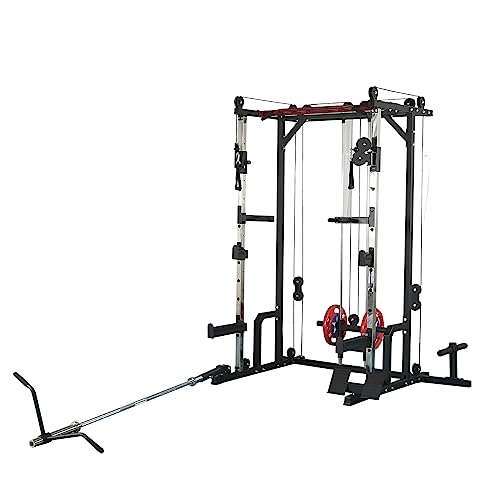 KOZYSFLER Power Cage with LAT PullDown and Weight Storage Rack Orange