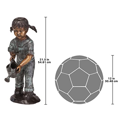 Design Toscano Caitlyn Little Gardener Cast Bronze Garden Statue Green
