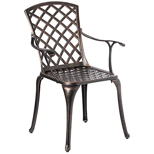 Gardenised Bronze Indoor and Outdoor Dining Set with 4 Chairs and 1 Table, Bistro Patio Cast Aluminum