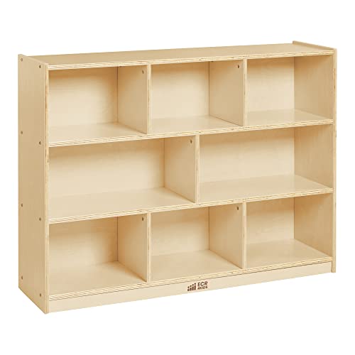 ECR4Kids 8-Compartment Mobile Storage Cabinet 36in Classroom Furniture Natural