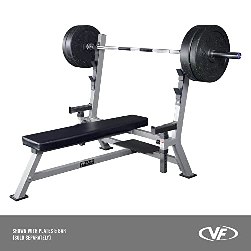 Valor Fitness Olympic Weight Bench Press Station - Spotter Arms | Adjustable Safety Catch Max 500 lbs - Power Lifting Home Gym Workout Equipment BF-48 Metallic Grey and Black