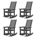 GREENVINES Outdoor Rocking Chairs Set of 4 Oversized High Back Grey