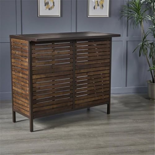 Noble House Leni Indoor Bar Set with Rustic Metal Accents Dark Brown