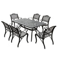 Oakland Living Modern Ornate Outdoor Mesh Aluminum Patio Dining Set with Six Chairs Black