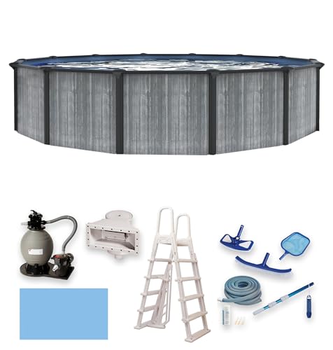 Blue Wave San Pedro 18-ft Round 52-in Deep Steel Wall Pool Package Gray