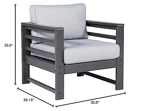 Signature Design by Ashley Outdoor Amora HDPE Patio Lounge Chair 2 Count Grey