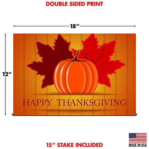 Yard Sign Happy Thanksgiving Turkey Day Lawn Decoration 18" x 12