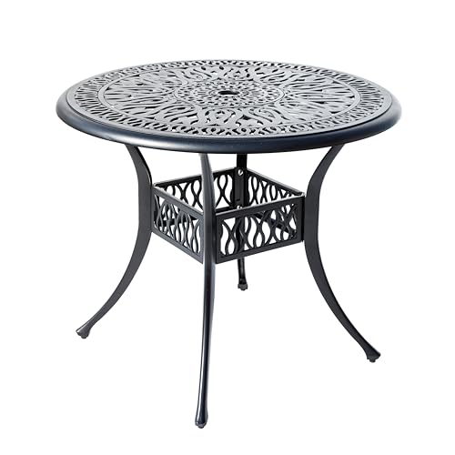 Hi-Line Gift Ltd Sleek Black Bistro Bliss Collection Cast Aluminium Patio Set Black