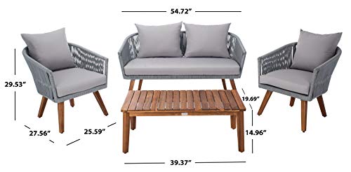 Safavieh Outdoor Velso Rope 4-Piece Patio Set with Cushions Grey/Grey