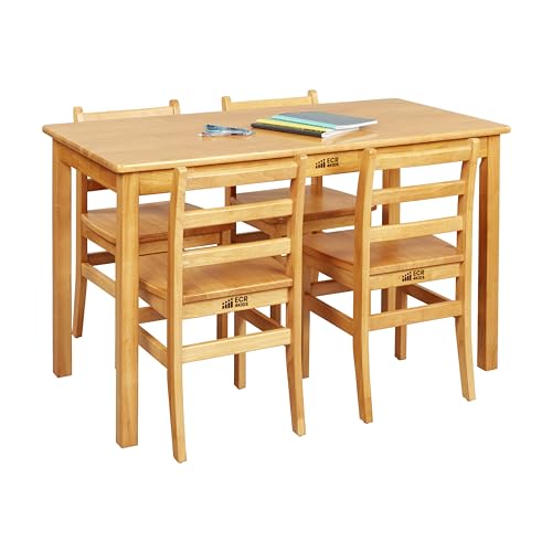 ECR4Kids Rectangular Hardwood Table Set with Chairs Honey
