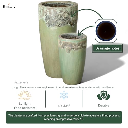 Emissary 18in Round Stoneware Planter Reef/Spa Blue