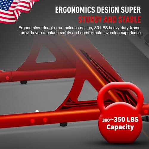 HARISON Heavy Duty Inversion Table for Back Pain Relief 350 LBS Capacity with 3D Memory Foam Black+Red