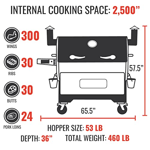 recteq RT-2500 BFG Pellet Smoker Grill Wi-Fi-Enabled Stainless Steel