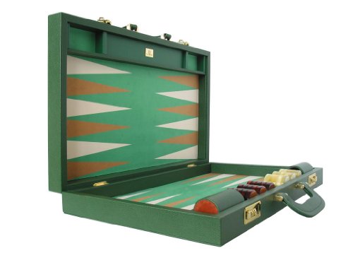 Zaza & Sacci Leather Backgammon Set Microfiber Surface 23" Green