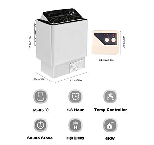 Focket 6KW Stainless Steel Sauna Heater with Digital Display Controller