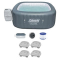 Bestway Coleman Hawaii AirJet Inflatable Hot Tub with EnergySense Cover Gray + SaluSpa Non-Slip Pool and Adjustable Spa Seats