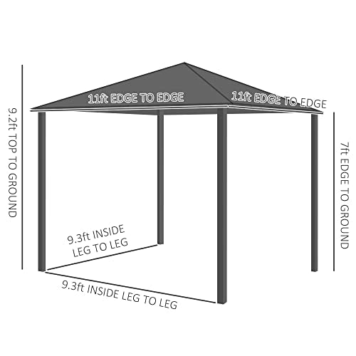Outsunny 11' x 11' Hardtop Gazebo with Metal & Acrylic Roof, Wood Frame, Bark Brown