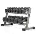 XMark Two Tier Heavy Duty Steel Dumbbell Rack Fully Loaded with 380 lbs Rubber Coated Hex Dumbbells