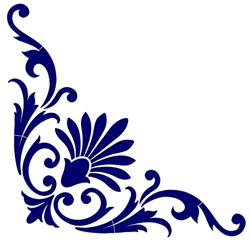Custom Mosaics, Inc. Baroque Corner Scroll Porcelain Pool Mosaic 60"x45" Blue