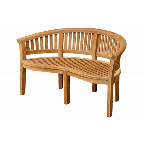 Anderson Teak Curve 3 Seater Bench Extra Thick Wood Teak Natural