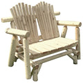 Furniture Barn USA Outdoor White Cedar Log Adirondack Loveseat Glider White Cedar
