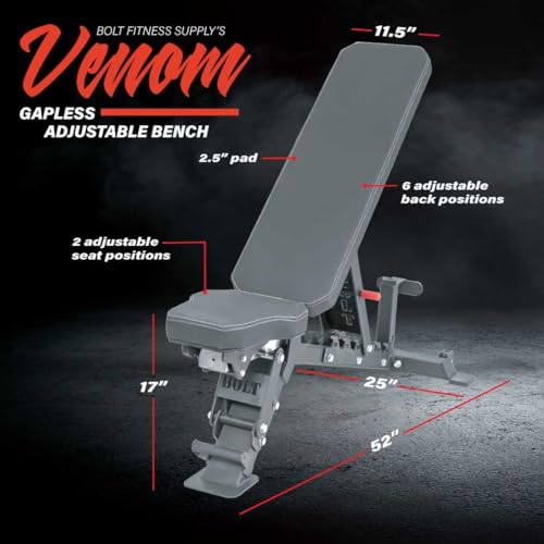 Bolt Fitness Supply VENOM Gapless Adjustable Bench Black