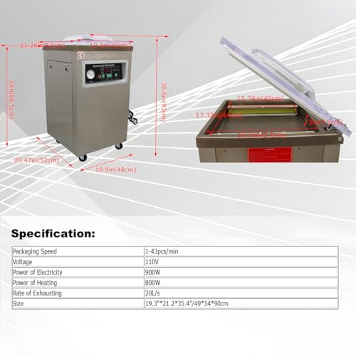 Banfluxion 110V Single Chamber Vacuum Packaging Machine 900W Sealer for Meat, Vegetables, Fruits