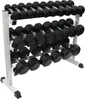 Ader Rubber Dumbbell Set 2-65Lbs (Total 540 Lbs) 11 Pairs with Rack & Mat White